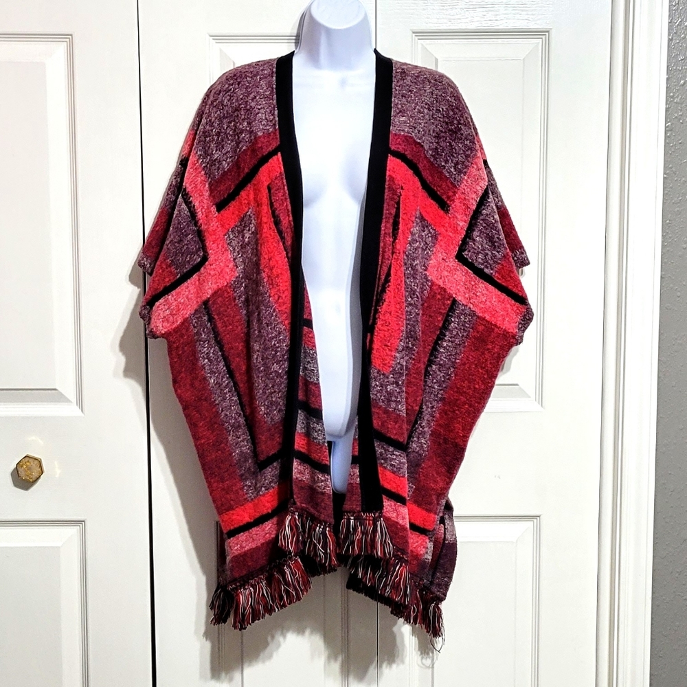 NWOT Lucky Brand Pancho Shawl Knit Cover Red